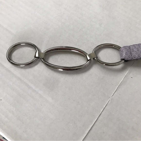 ELLEN TRACY Leather Belt Lavender Silver Ovals Buckle One Size Fits Most 27-43” - Picture 5 of 11